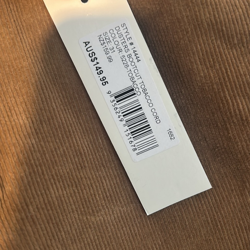 $160 NWT Rollas High Rise slim Bootcut Tobacco Cords women size 31 - Picture 5 of 7